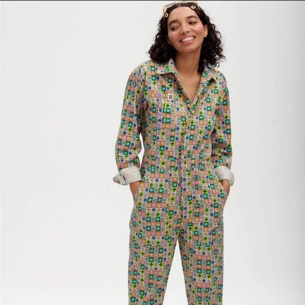 Lucy and Yak Carmen Organic Twill Boilersuit in Flower Patch Print